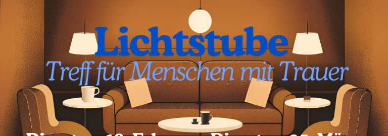 Grafik zum Trauer-Treff "LIchtstube" mit einer Couch und zwei Sesseln.