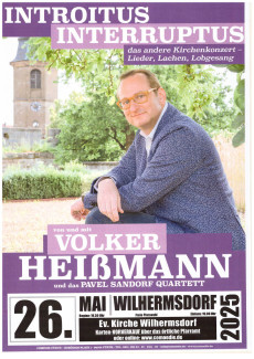 Plakat zur Veranstaltung mit Comedian Volker Heißmann im Mai 2025 in Wilhermsdorf.