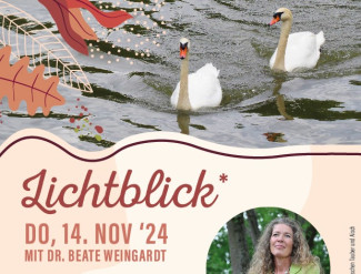 Plakat mit Herbstblättern und Schwänen