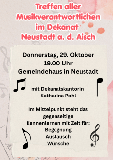 Plakat Treffen Musikverantwortlichen im Dekanat Neustadt Aisch 2026 